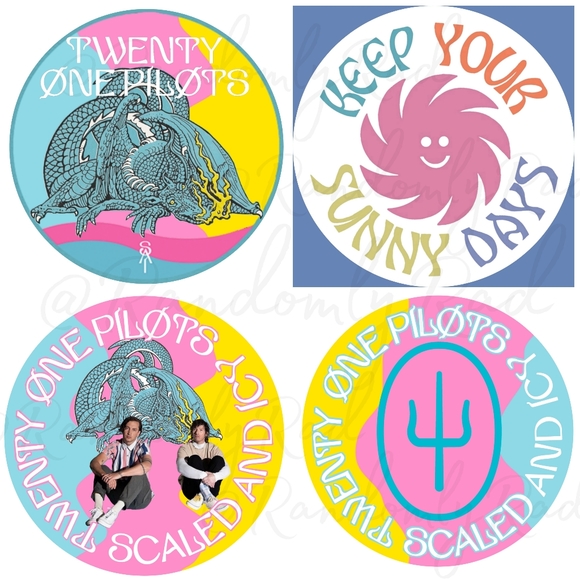 5 Twenty One Pilots Scaled Icy Glass Dome Button Badge + Level of Concern Pin - Picture 11 of 12